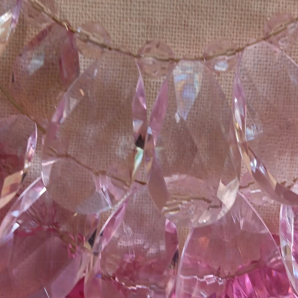 Joan Rivers Elegant Three Row Faceted Pink Drops Statement Necklace. Sparkly. - Picture 2 of 9